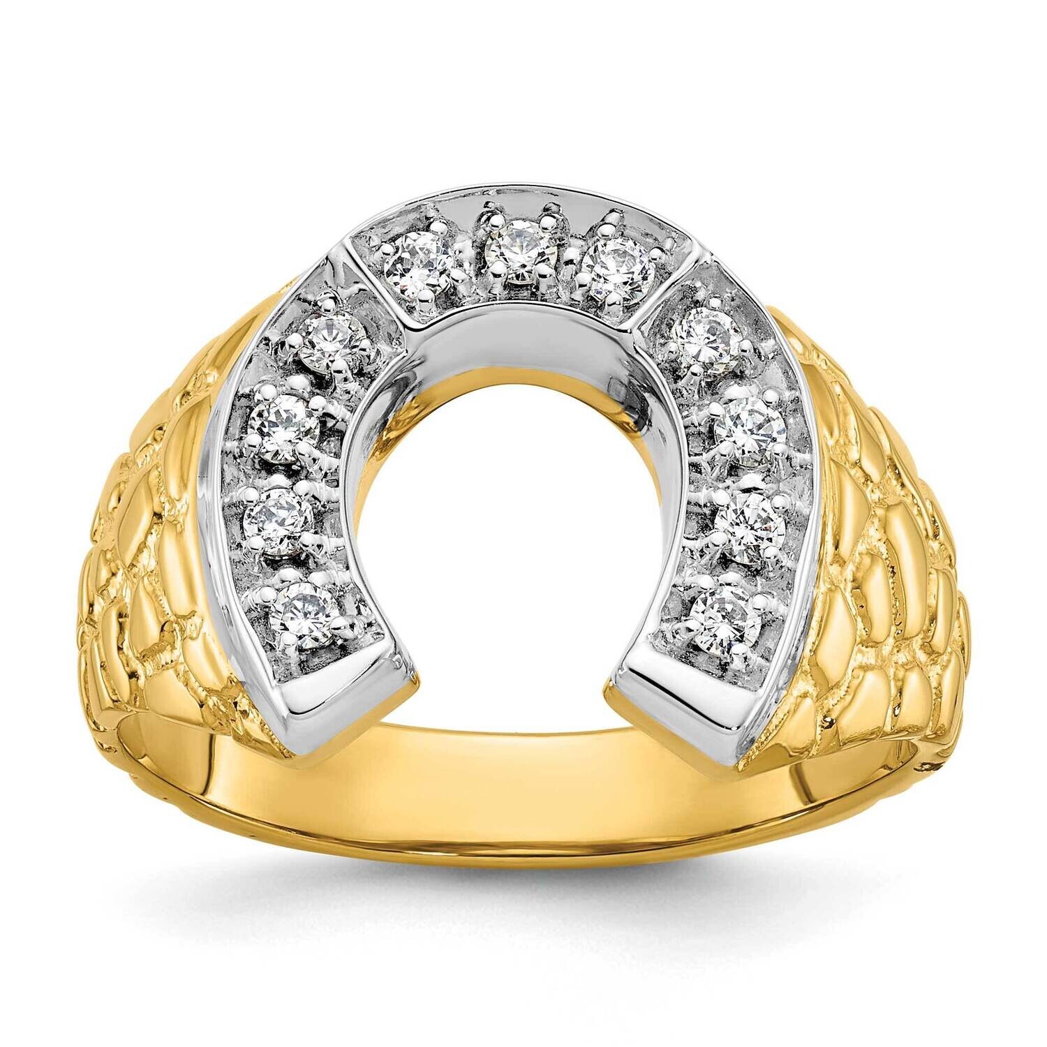 Ibgoodman Men's Horseshoe 1/5 Carat Diamond Complete Ring 14k Two-Tone Gold B04976-4YWAA