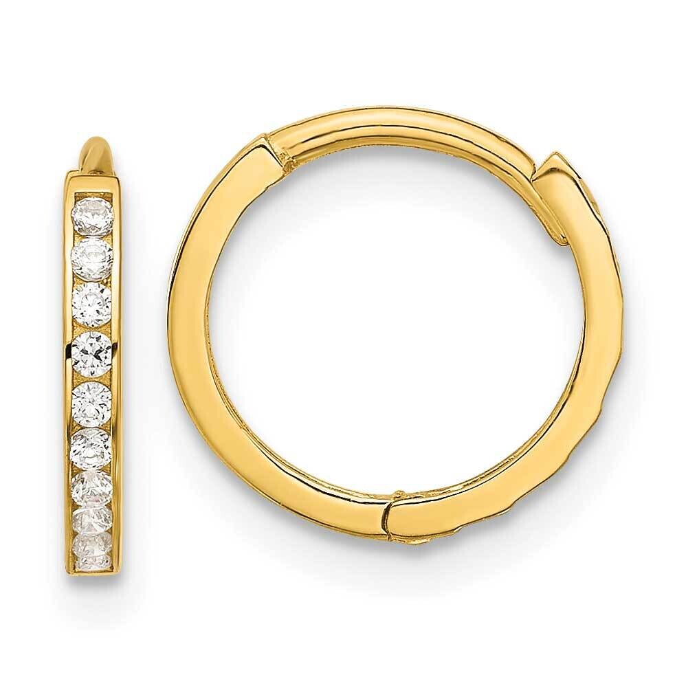 CZ Diamond-Cut 1.5mm Huggie Hoop Earrings 14k Polished Gold YE2159