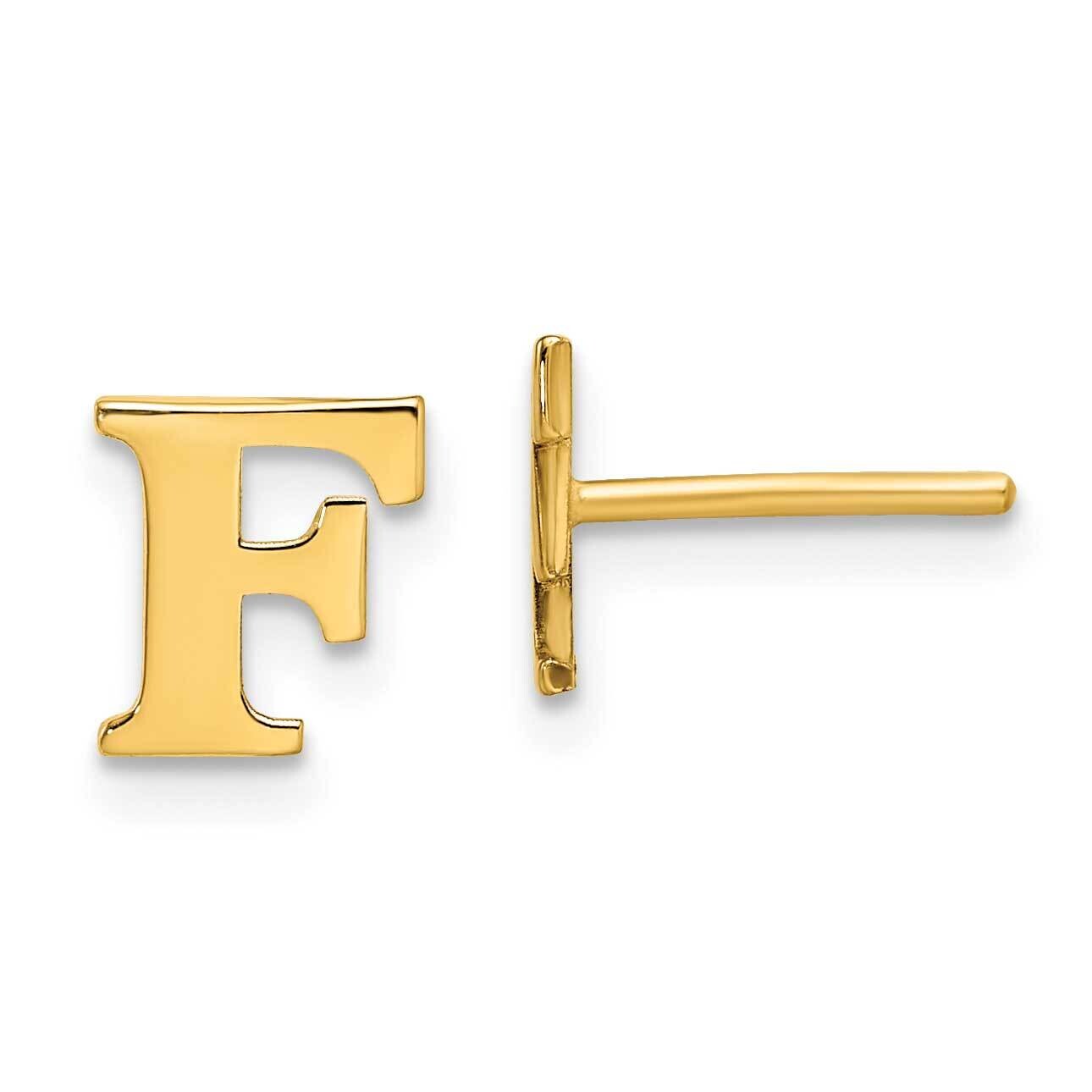 Gold-Plated Letter F Initial Post Earrings Sterling Silver XNE46GP/F