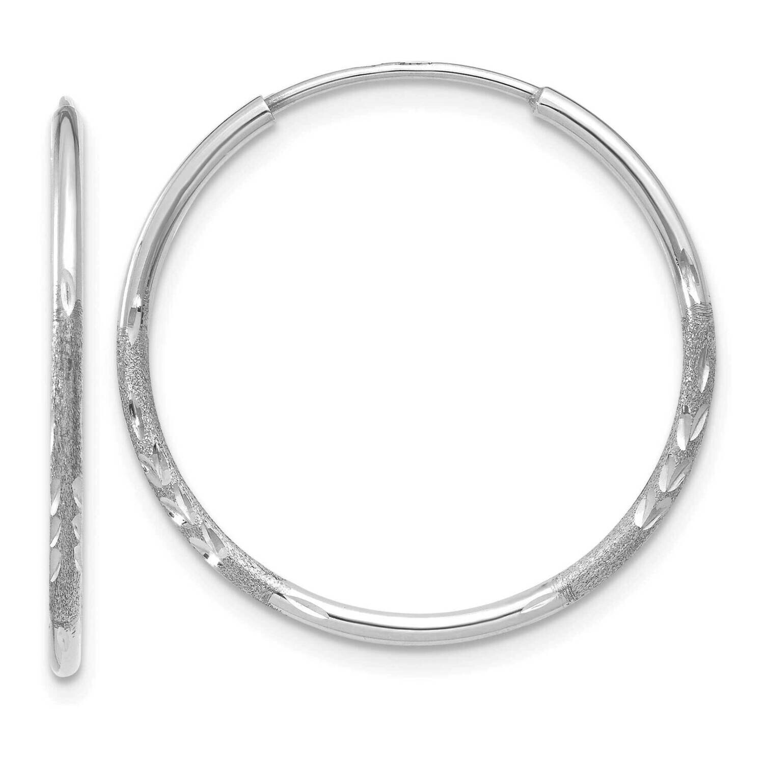 1.25mm Diamond-Cut Endless Hoop Earring 14k White Gold XY1217W, MPN: XY1217W,
