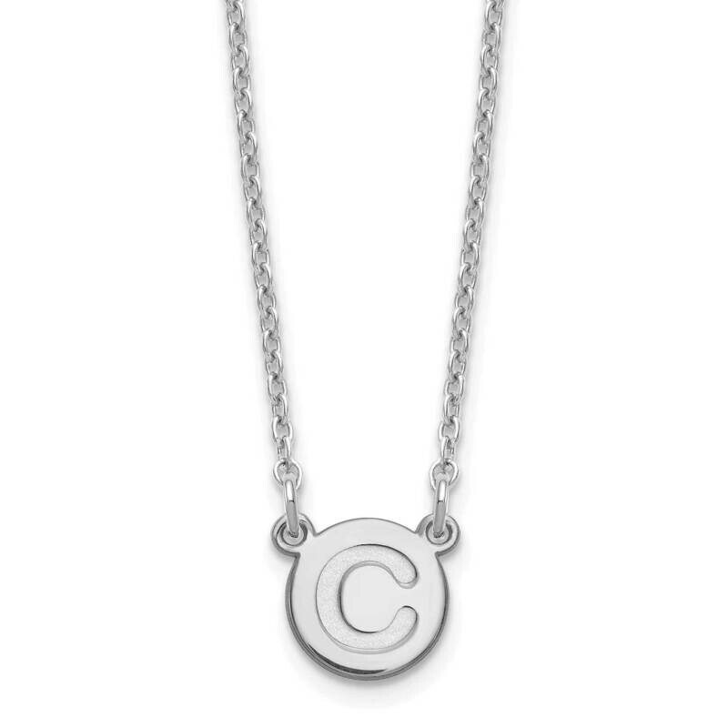 Tiny Circle Block Letter C Initial Necklace Sterling Silver Rhodium-Plated XNA722SS/C