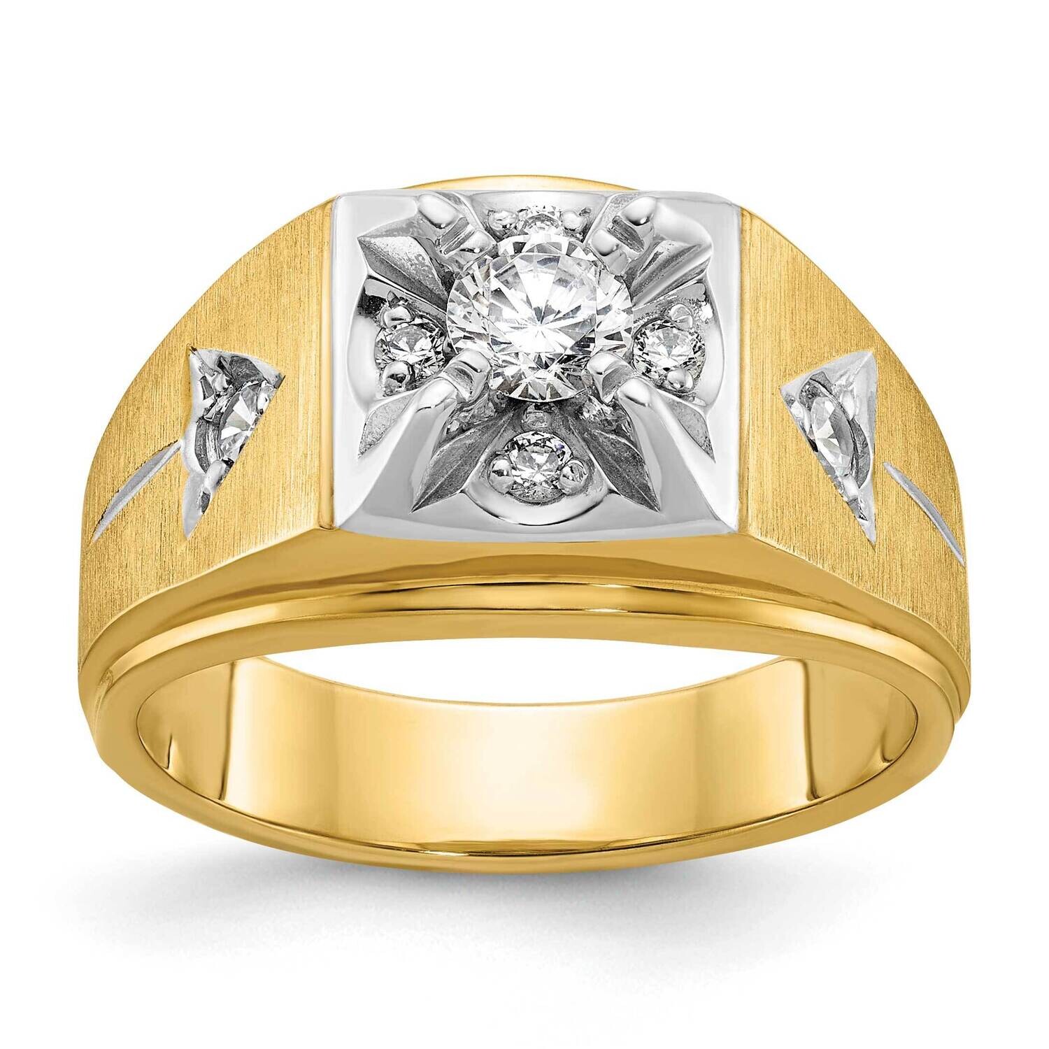 Ibgoodman Men&#39;s Polished Satin 3/4 Carat Diamond Complete Ring 14k Two-Tone Gold B04382-4YWAA by IB…