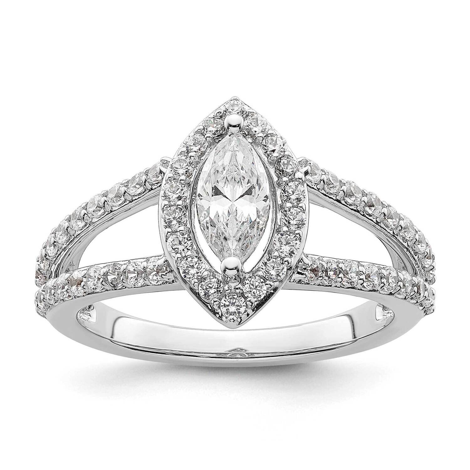 Halo Plus Holds 1/2 Carat 8X4mm Marquise Center 5/8 Carat Diamond Semi-Mount Engagement Ring 14k Wh…