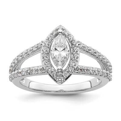 Halo Plus Holds 1/2 Carat 8X4mm Marquise Center 5/8 Carat Diamond Semi-Mount Engagement Ring 14k Wh…