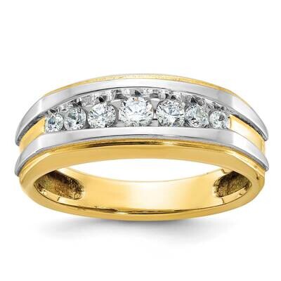 Ibgoodman Men&#39;s Polished 7-Stone 1/2 Carat Aa Quality Diamond Ring 14k Gold White Rhodium B63824-4Y…