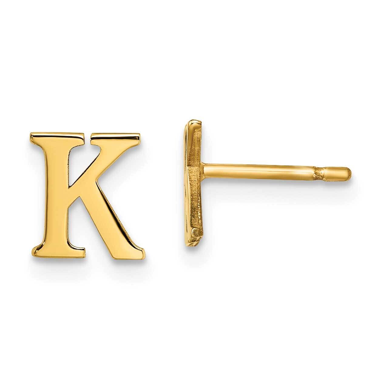 Gold-Plated Letter K Initial Post Earrings Sterling Silver XNE46GP/K, MPN: XNE46GP/K,