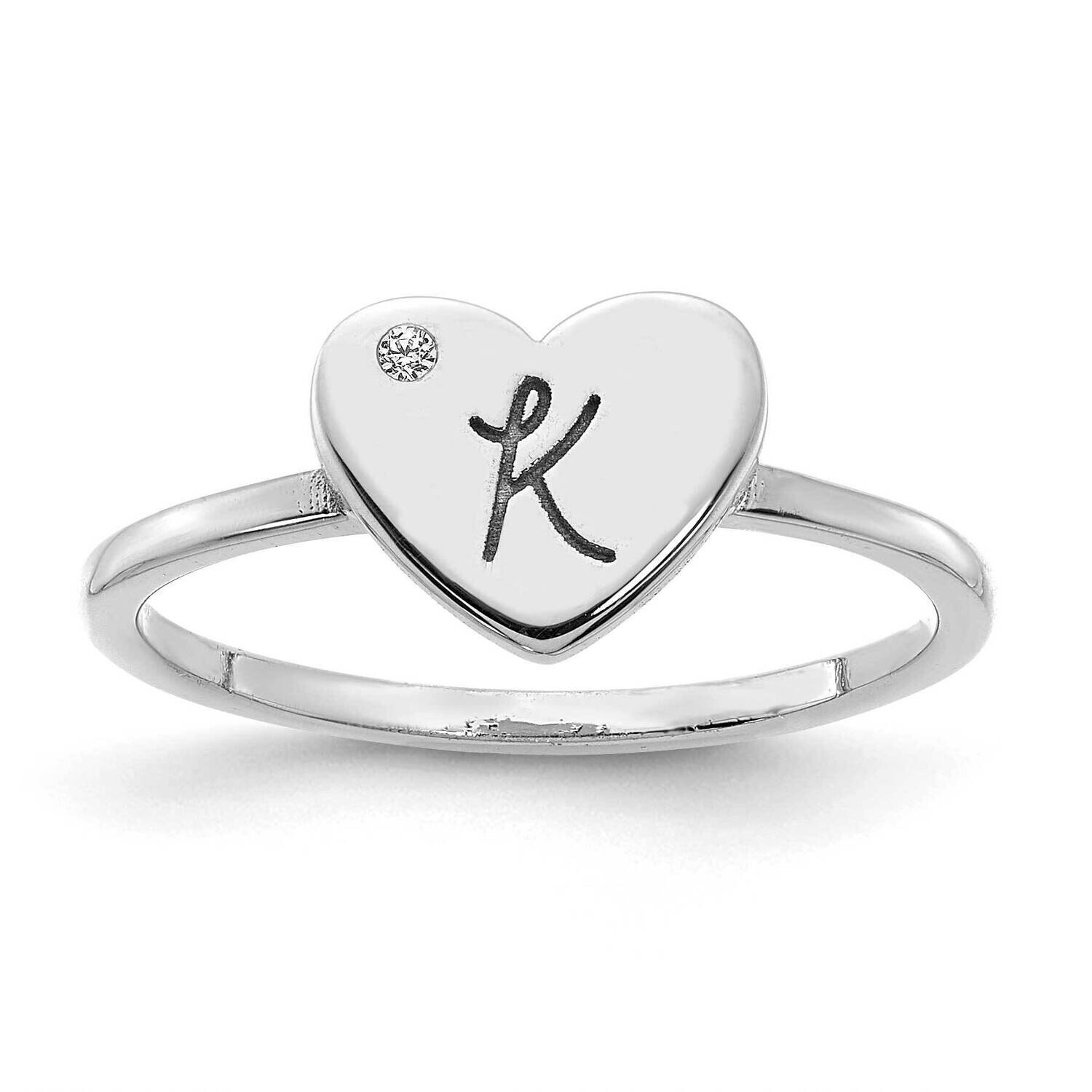 Initial Heart Diamond Signet Ring 14k White Gold XNR125W, MPN: XNR125W, 196904020302