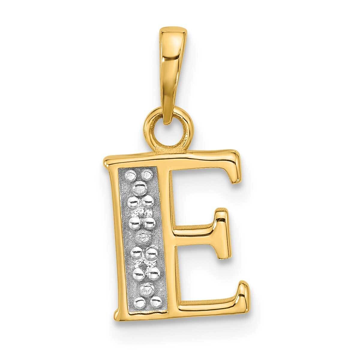 Diamond Letter E Initial Pendant 14k Gold With Rhodium YC1541E