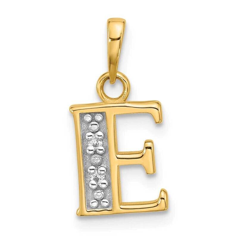 Diamond Letter E Initial Pendant 14k Gold With Rhodium YC1541E