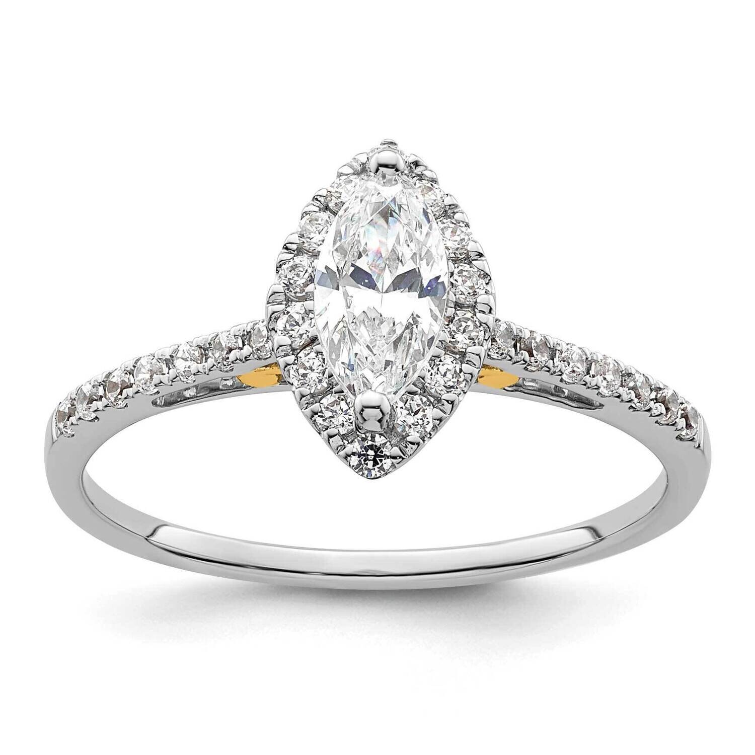 Halo Holds 1/3 Carat 7.0X3.5mm Marquise Center 1/4 Carat Diamond Semi-Mount Engagement Ring 14k Two…