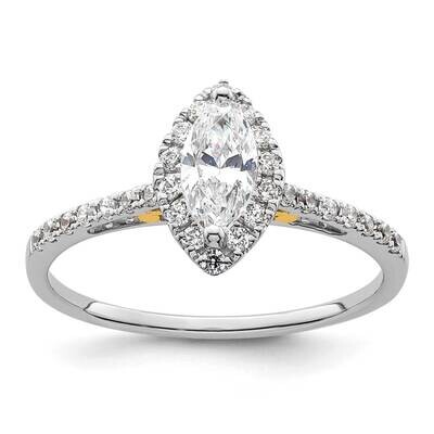 Halo Holds 1/3 Carat 7.0X3.5mm Marquise Center 1/4 Carat Diamond Semi-Mount Engagement Ring 14k Two…