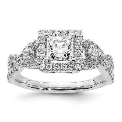 Halo Plus Holds 3/4 Carat 5.00mm Princess Center 3/4 Carat Diamond Semi-Mount Engagement Ring 14k W…