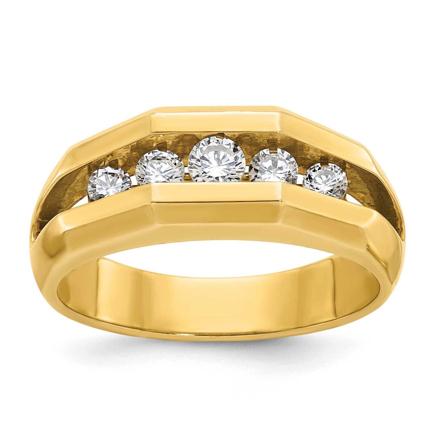 Ibgoodman Men's Polished Cut-Out 5-Stone 1/2 Carat Aa Quality Diamond Ring 14k Gold B56718-4YAA