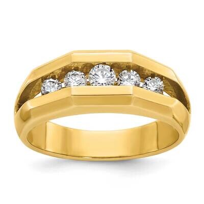 Ibgoodman Men&#39;s Polished Cut-Out 5-Stone 1/2 Carat Aa Quality Diamond Ring 14k Gold B56718-4YAA by …