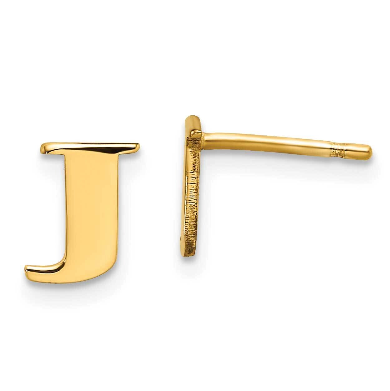 Gold-Plated Letter J Initial Post Earrings Sterling Silver XNE46GP/J