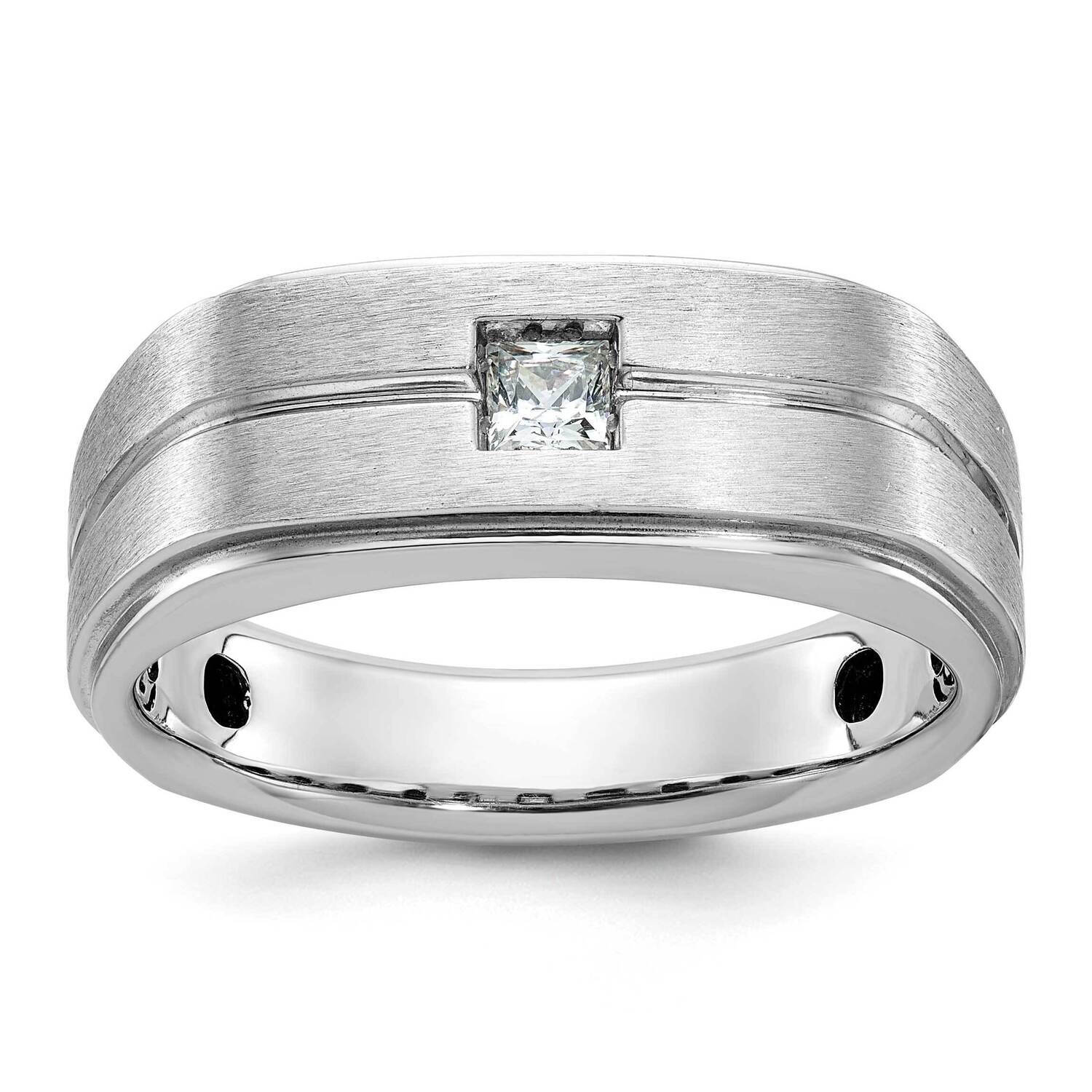 Ibgoodman Men&#39;s Polished Satin 1/6 Carat Diamond Complete Ring 14k White Gold B63366-4WAA by IBGood…