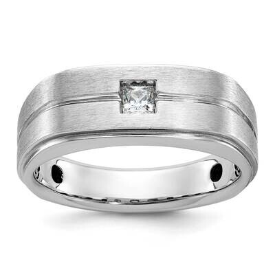Ibgoodman Men&#39;s Polished Satin 1/6 Carat Diamond Complete Ring 14k White Gold B63366-4WAA by IBGood…