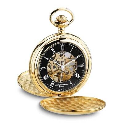 Charles Hubert Gold-Plated Double Hunter Black Dial Pocket Watch XWA6589, MPN: XWA6589, 848870010206