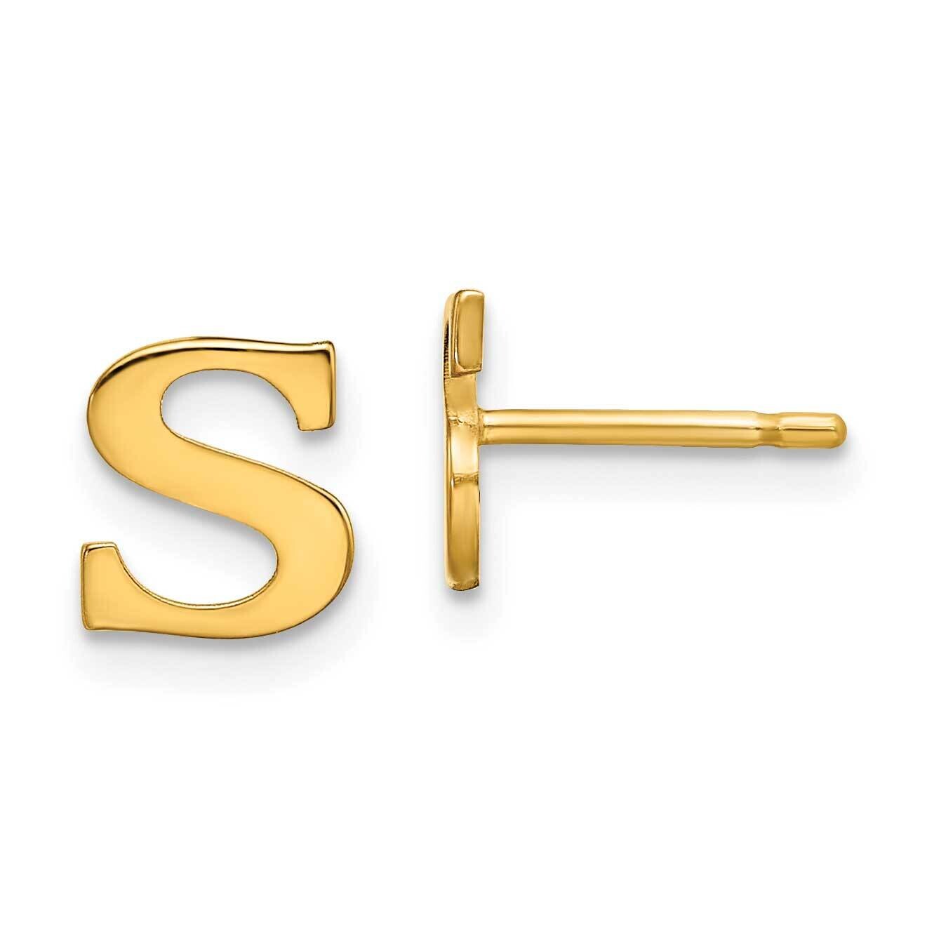 Gold-Plated Letter S Initial Post Earrings Sterling Silver XNE46GP/S