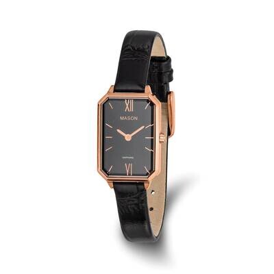 Mason Sales Ladies Rose Gold-Plated Black Leather BWatc Stainless Steel XWA6550, MPN: XWA6550,