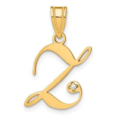 Script Letter Z Initial Pendant Diamond 14k Gold YC252Z, MPN: YC252Z,