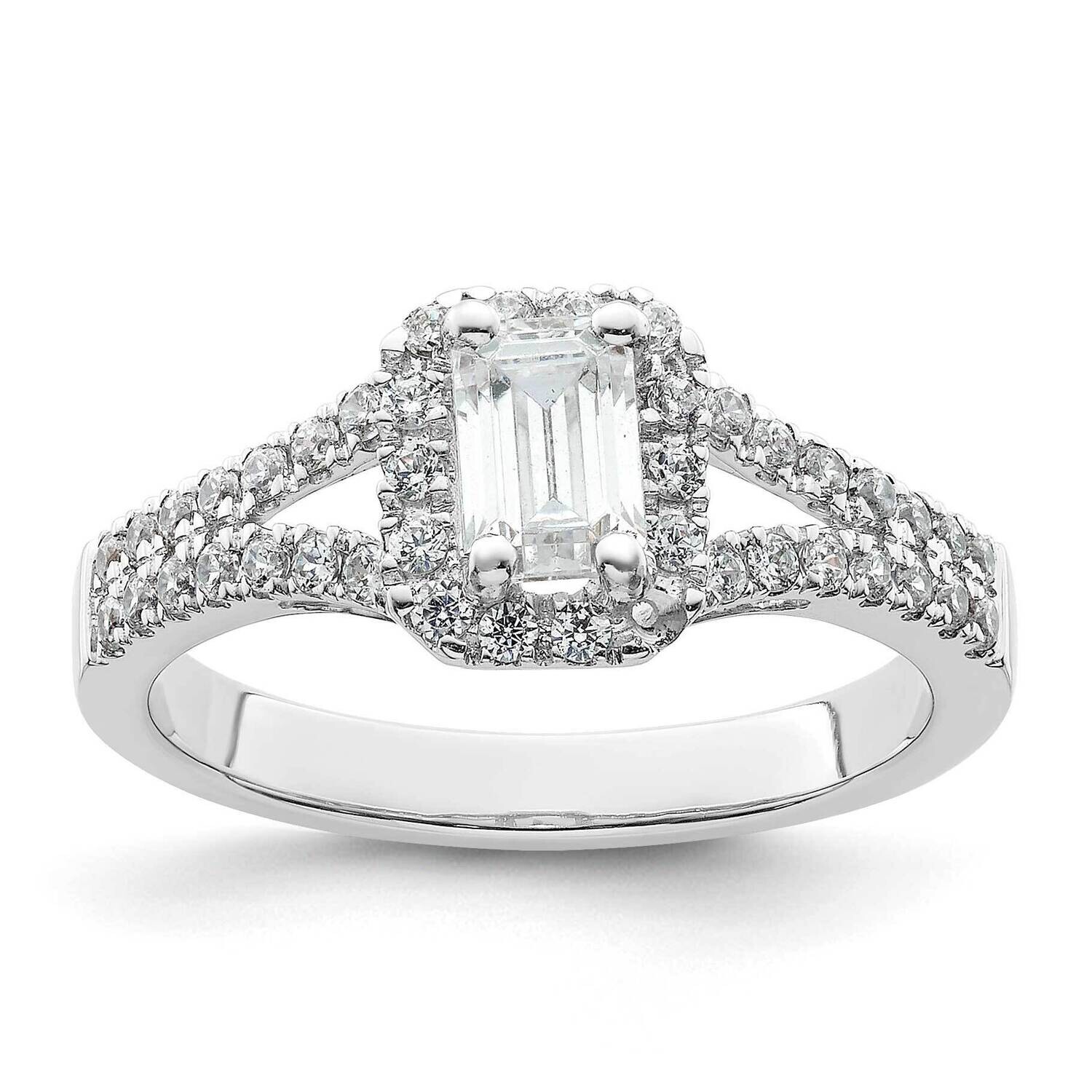Halo Plus Holds 3/4 Carat 6.5X4.5mm Emerald-Cut Center 3/8 Carat Diamond Semi-Mount Engagement Ring…