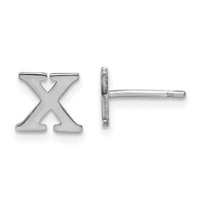 Letter X Initial Post Earrings Sterling Silver Rhodium-Plated XNE46SS/X, MPN: XNE46SS/X,