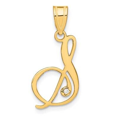 Script Letter S Initial Pendant Diamond 14k Gold YC252S, MPN: YC252S,