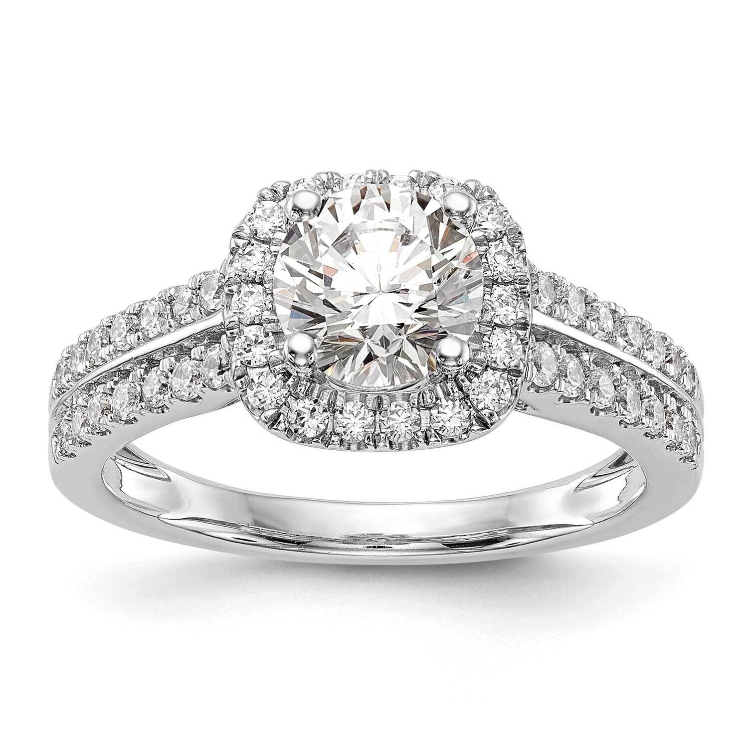 Halo Plus Holds 1 Carat 6.5mm Round Center 1/2 Carat Diamond Semi-Mount Engagement Ring 14k White G…