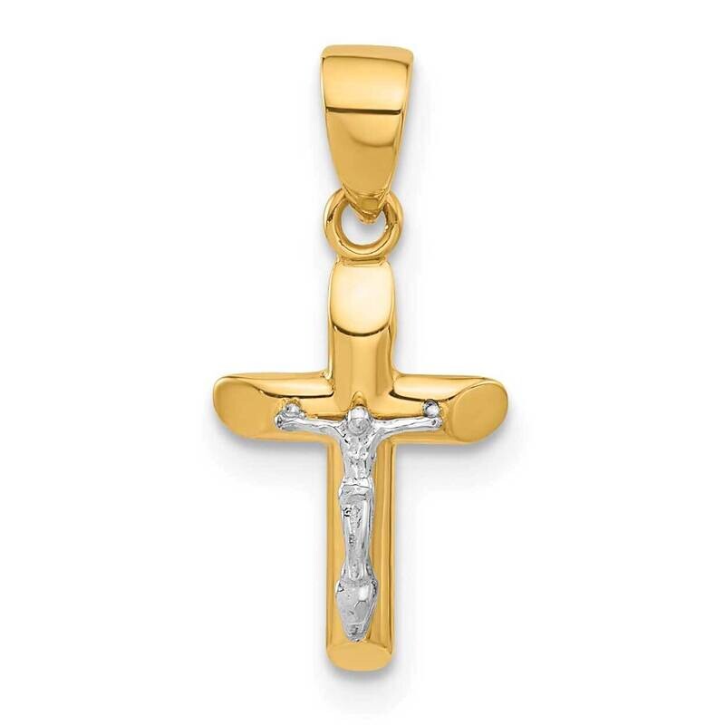 Polished Textured Crucifix Pendant 14k Two-Tone Gold XR2089