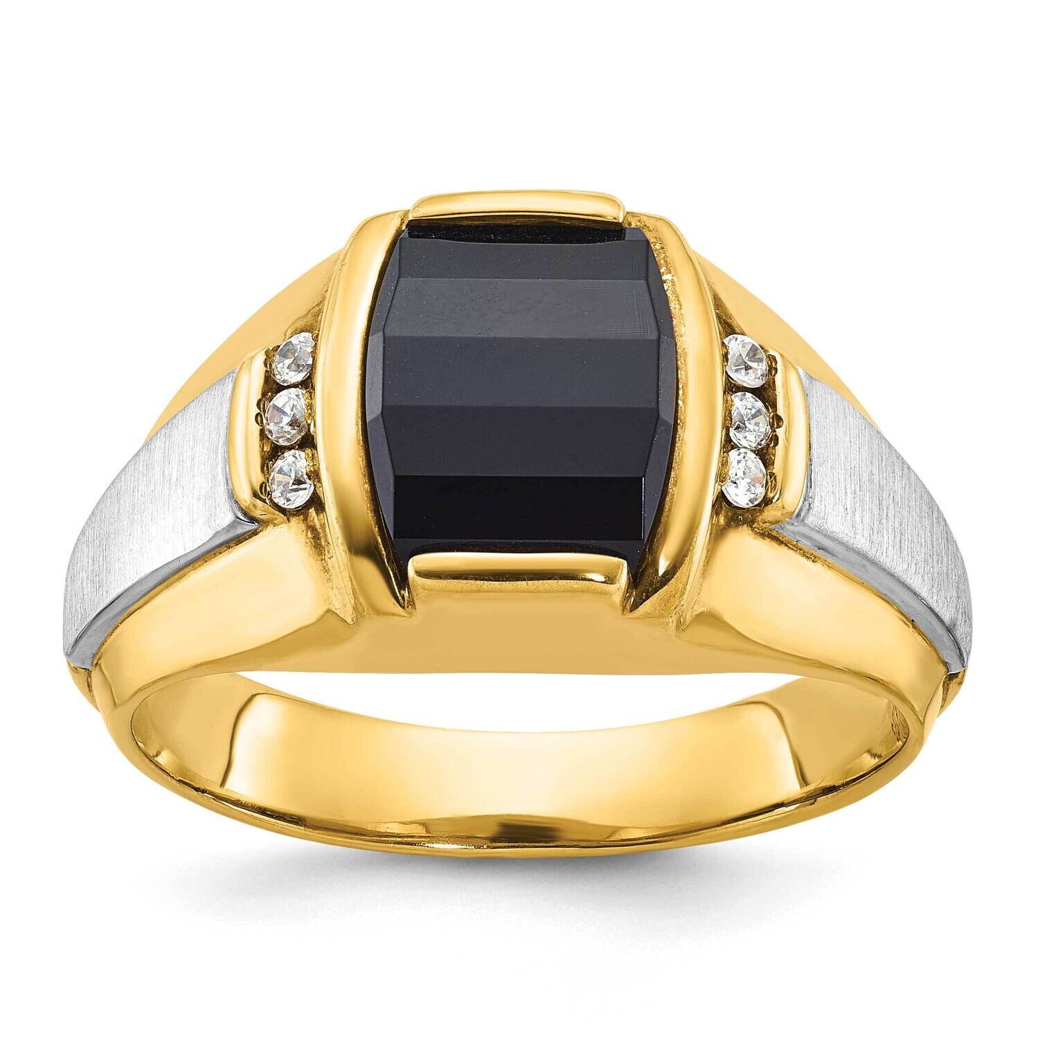 Ibgoodman Men&#39;s Satin Onyx 1/10 Carat Diamond Complete Ring 14k Two-Tone Gold B57823-4YWOX/AA by IB…