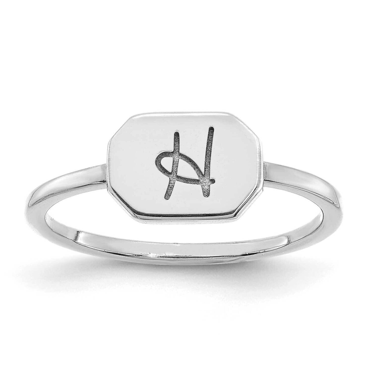 Initial Octagon Signet Ring 14k White Gold XNR126W