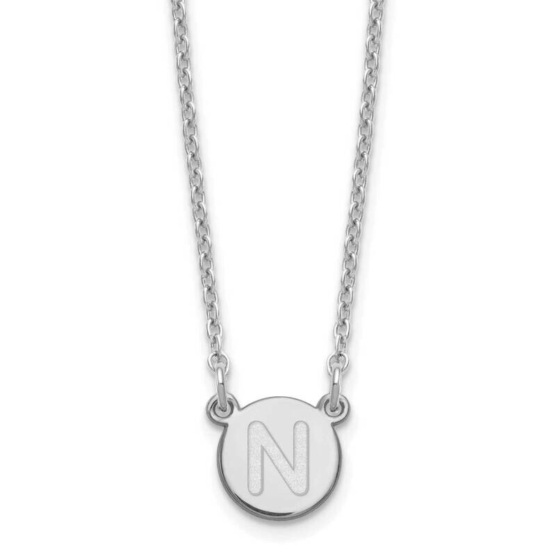 Tiny Circle Block Letter N Initial Necklace Sterling Silver Rhodium-Plated XNA722SS/N