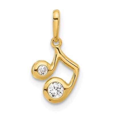 CZ Music Note Pendant 14k Polished Gold YC1595, MPN: YC1595,