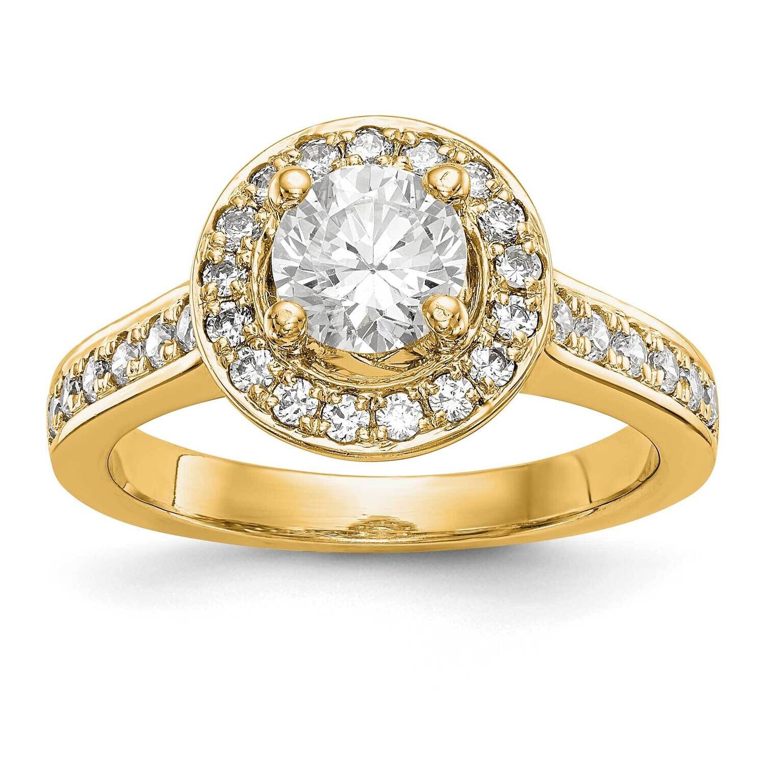 Round Diamond Semi-Mount Halo Engagement Ring 14k Gold RM2094E-050-YAA