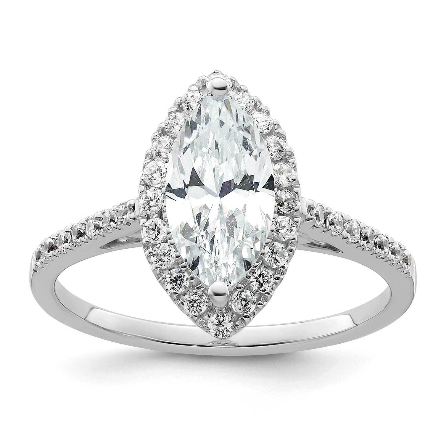 Halo Holds 1.25 Carat 11X5.5mm Marquise Center 1/3 Carat Diamond Semi-Mount Engagement Ring 14k Whi…