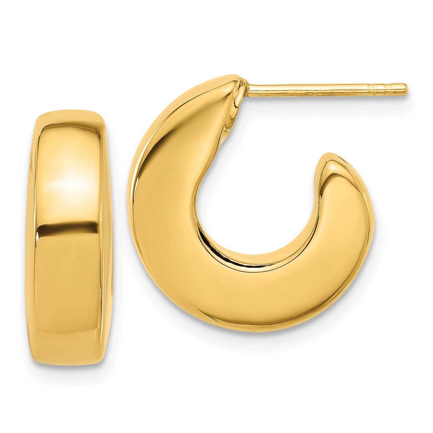 J-Hoop Post Earrings 14k Polished Gold YE2186, MPN: YE2186,