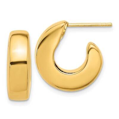 J-Hoop Post Earrings 14k Polished Gold YE2186, MPN: YE2186,