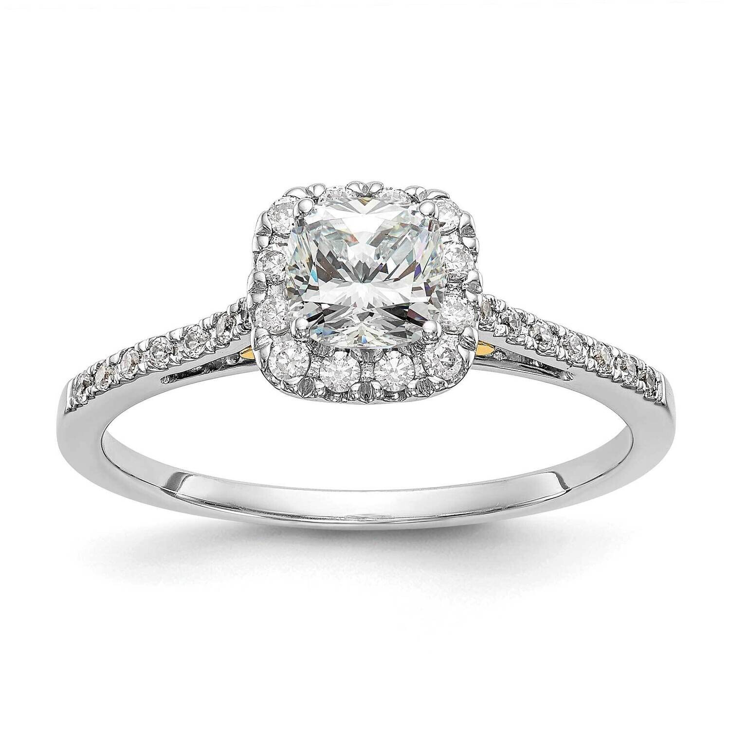 Halo Holds 1 Carat 5.3mm Cushion Center 1/4 Carat Diamond Semi-Mount Engagement Ring 14k Two-Tone G…