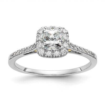 Halo Holds 1 Carat 5.3mm Cushion Center 1/4 Carat Diamond Semi-Mount Engagement Ring 14k Two-Tone G…