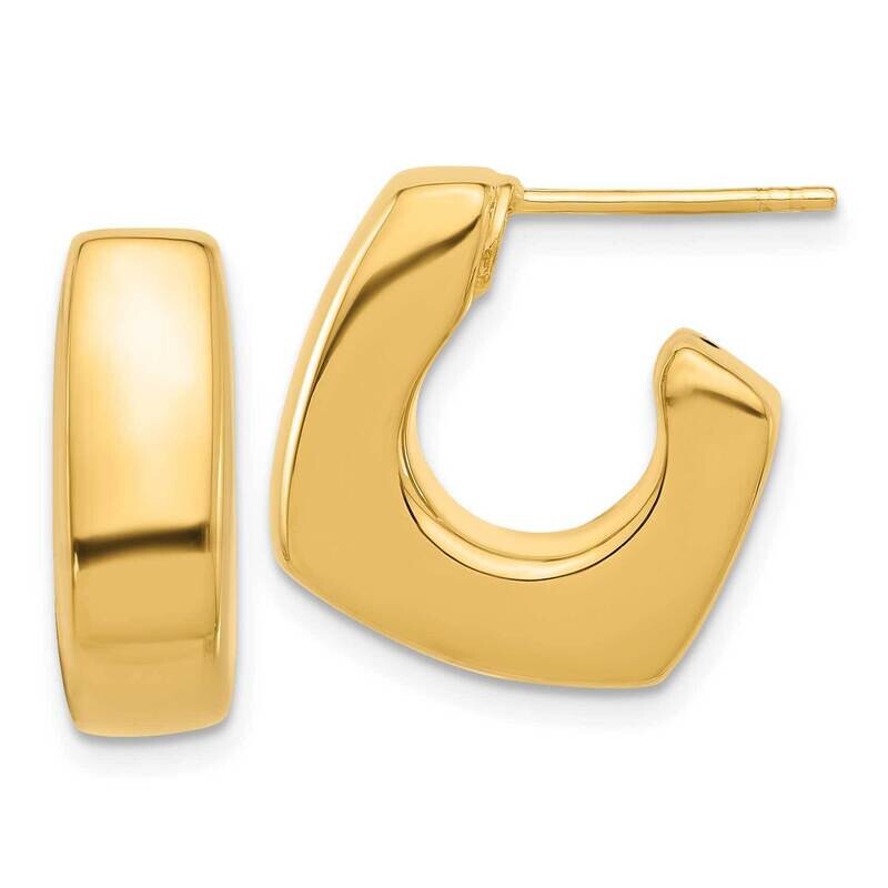Square J-Hoop Post Earrings 14k Polished Gold YE2187, MPN: YE2187,