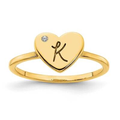 Initial Heart Diamond Signet Ring 14k Gold XNR125Y, MPN: XNR125Y, 196904020258