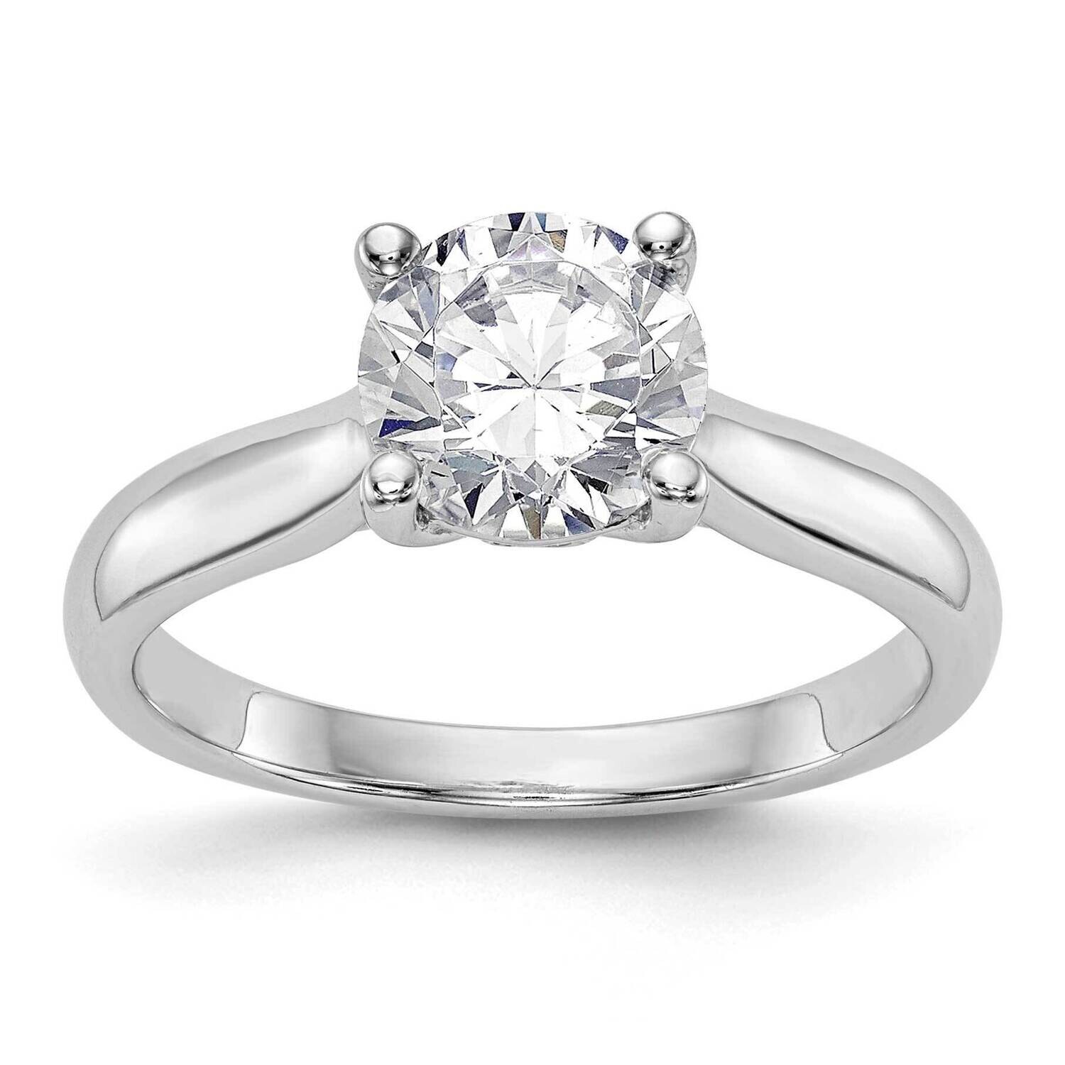 Holds 1 Carat 6.50 mm Round 4-Prong .03 Carat Diamond Semi-Mount Engagement Ring 14k White Gold RM1…