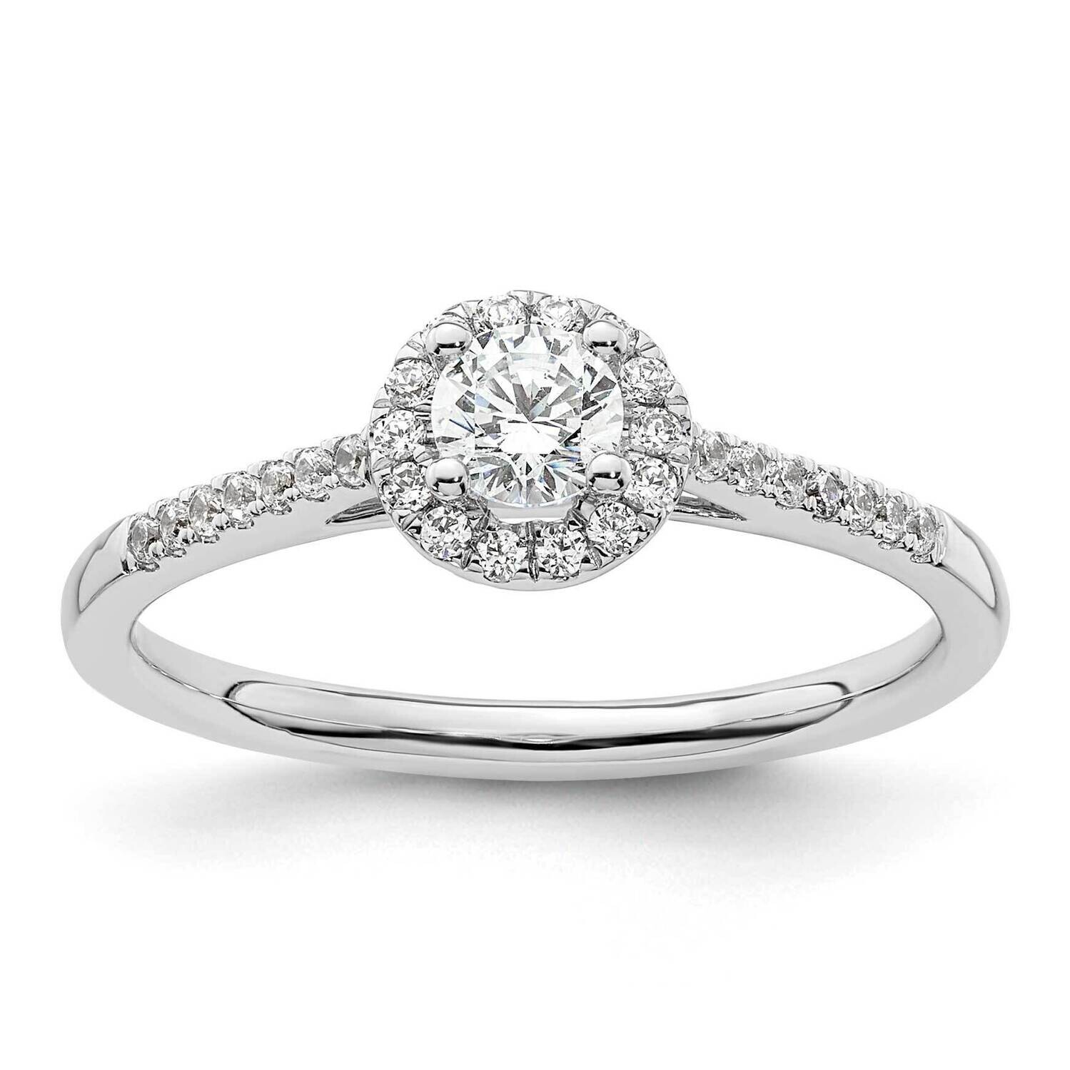 Halo Holds 1/4 Carat 4.00mm Round Center 1/6 Carat Diamond Semi-Mount Engagement Ring 14k White Gol…