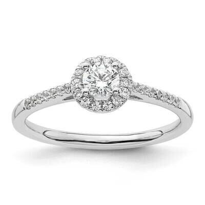 Halo Holds 1/4 Carat 4.00mm Round Center 1/6 Carat Diamond Semi-Mount Engagement Ring 14k White Gol…