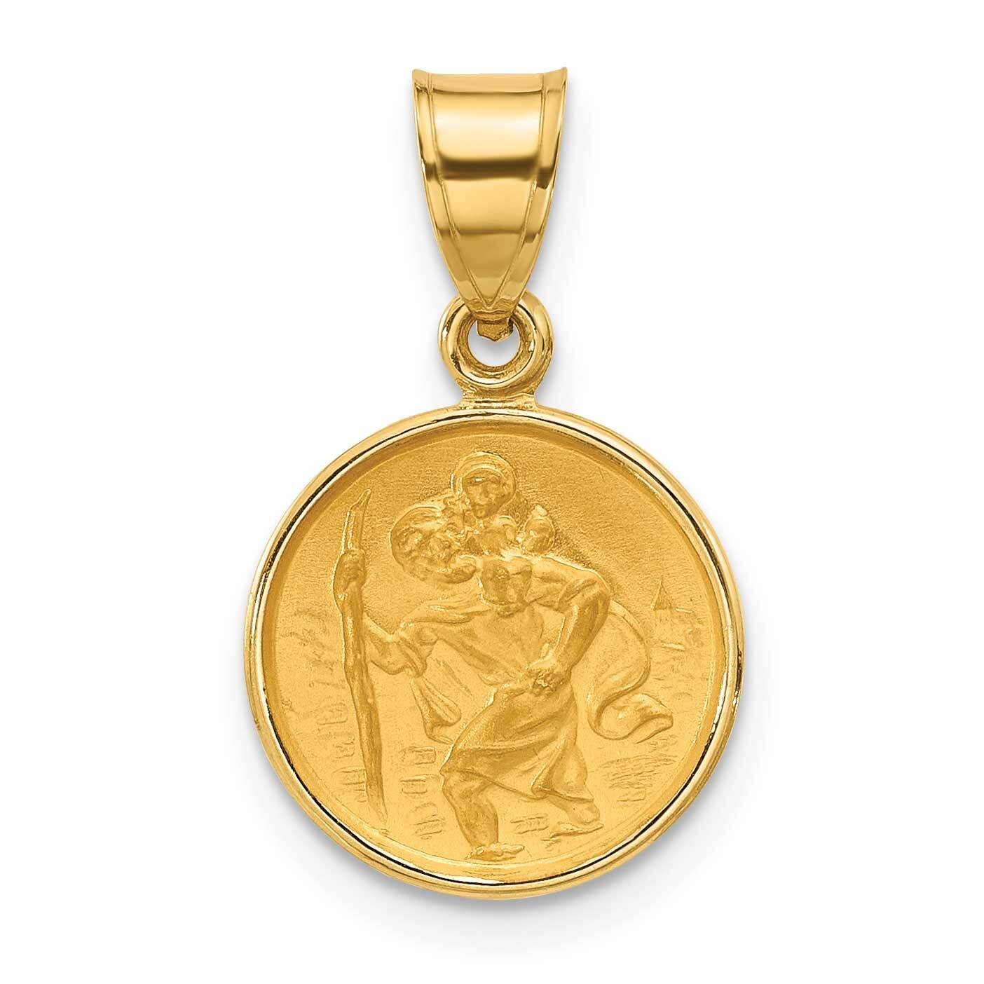 Satin St. Christopher Medal 14k Polished Gold XR2138