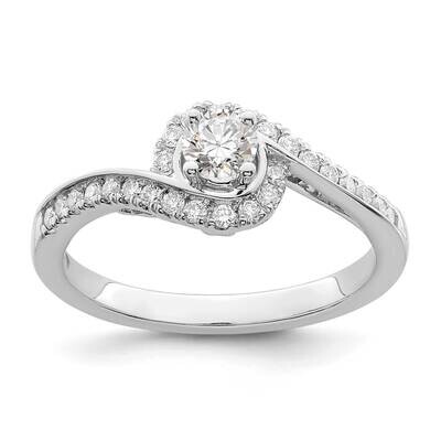 By-Pass Holds 1/4 Carat 4.00mm Round Center 1/4 Carat Diamond Semi-Mount Engagement Ring 14k White …