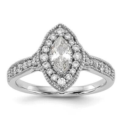 Halo Plus Holds 3/8 Carat 7.0X3.5mm Marquise Center 1/3 Carat Diamond Semi-Mount Engagement Ring 14…