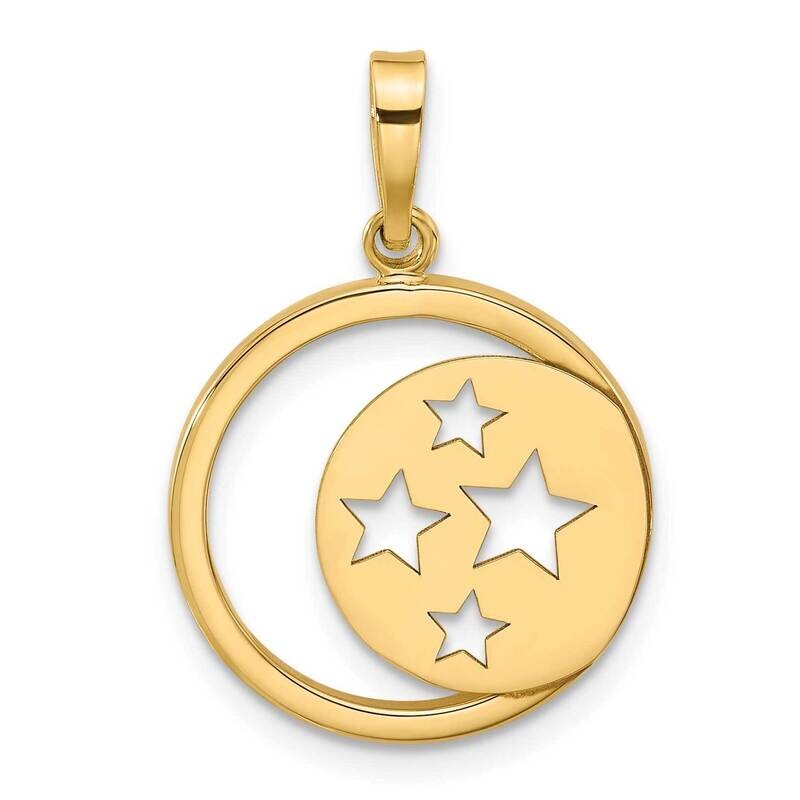 Moon Stars Cut Out Pendant 14k Polished Gold YC1574