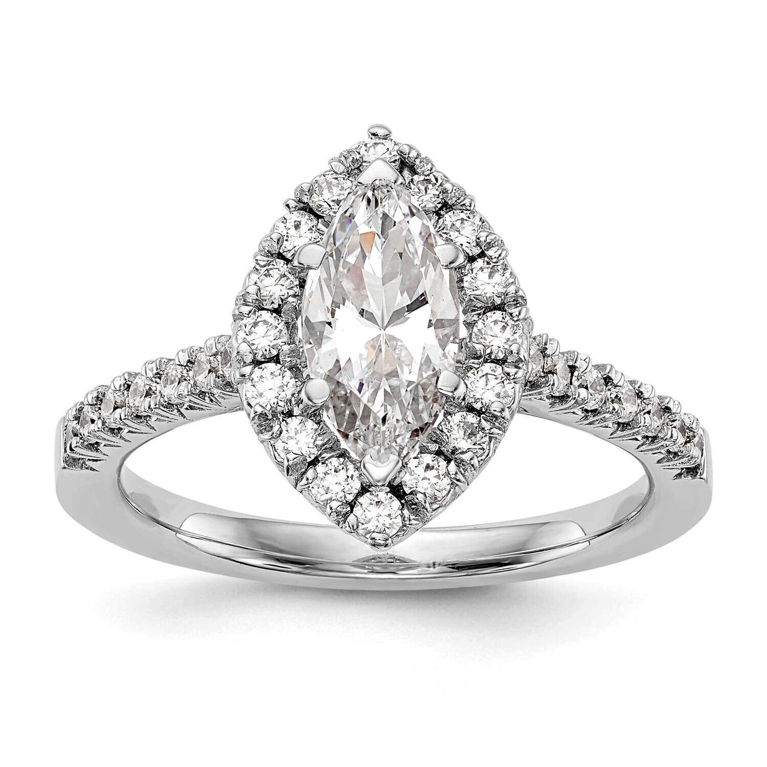 Halo Holds 1 Carat 9.5X5.5mm Marquise Center 1/2 Carat Diamond Semi-Mount Engagement Ring 14k White…